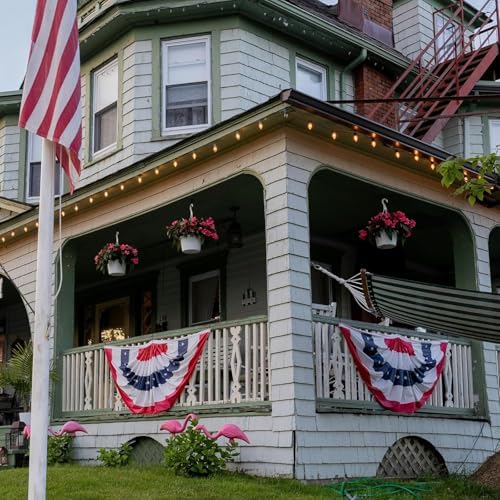 4 Pack USA Pleated Fan Flag, 1.5 X 3 FT American Bunting Flag, 4th of July Patriotic Half Fan Banner Flag Decoration for 4th of July Independence Day Outdoor Decorations
