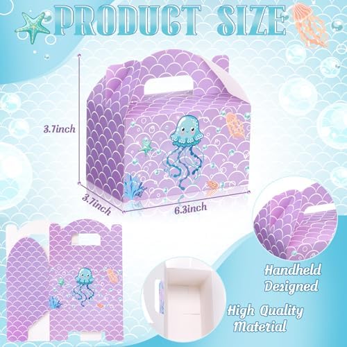 24 Pcs Mermaid Party Favors Treat Boxes Shell Pearl Mermaid Gift Bags