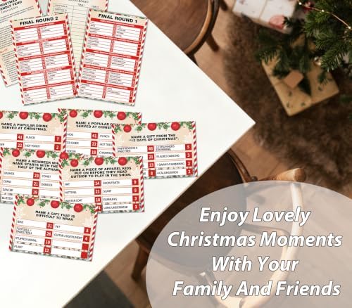 Christmas Friendly Feud Game, Xmas Balls Themed Party Game for Family, Winter Party Supplies and Activities Decorations, Holiday Trivia Games for Large Groups, 1 Pack(01)