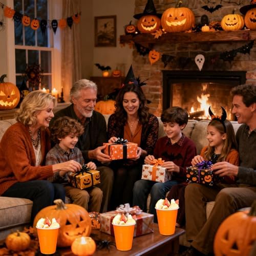 Vumdua Orange Plastic Cups Disposable Cups, 12 oz Halloween Party Cups for Halloween, Birthday, Fall, Thanksgiving Party Supplies, Pack of 40
