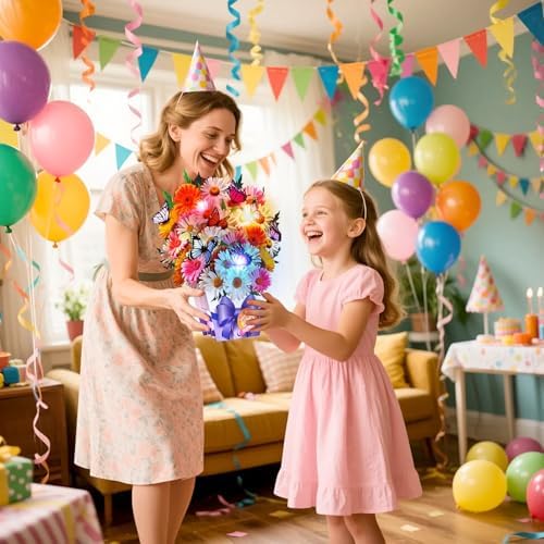 APOTODITO Birthday Cards, Butterfly & Daisy Birthday Card with Music and Light, Flower Bouquet 3D Card for Women Mom Wife