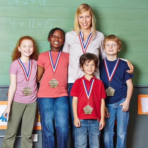 Quelay 30 Pcs 2 Inches Award Medals Bulk Medals Bulk with Neck Ribbons Metal Trophy Award Prize Gift for Tournaments, Competitions, Party, Kids and Adults