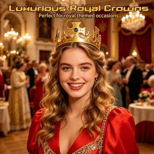 Rainmae 24 Pcs King Crown Gold Adjustable Party Royal Costume Jeweled Prince Crown Plastic Crown for Birthday Party Cosplay Halloween Photo Booth Accessories