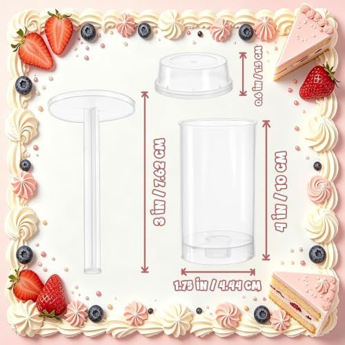 AZYM Cake Pop Stand, Clear Food-Grade Plastic Dessert Cups with Lids, Push Cake Pop Holder with Cutter Tool, Reusable Dessert Containers for Parties, Weddings, Birthdays, DIY Baking Supplies