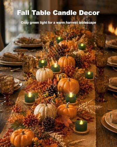 Homemory 50-Pack Green Flameless Battery Tea Light Candles, 200+ Hours