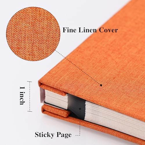 Vienrose Large Photo Album Self Adhesive for 4x6 8x10 Pictures Linen Scrapbook Album DIY 40 Blank Pages with A Metallic Pen