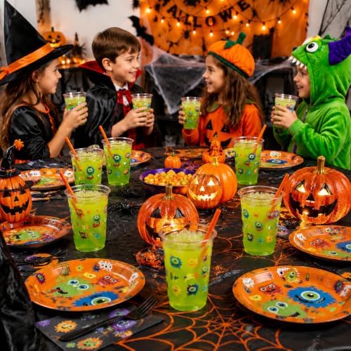 Uiifan 50 Pcs Halloween Monster Cups Little Monster Birthday Party Supplies