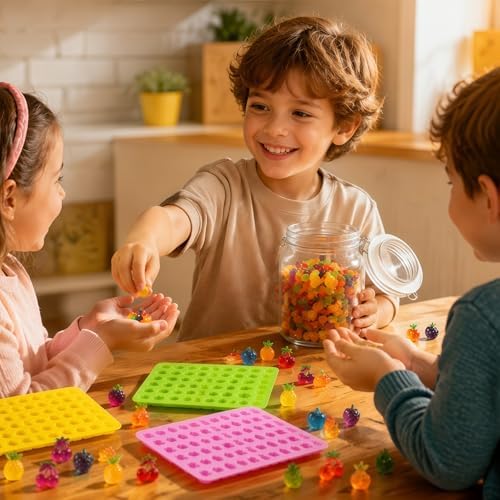 Fruit Snack Molds, 4pcs Gummy Molds Silicone Chocolate Candy Molds