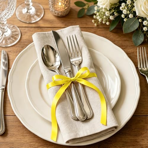 3/8In 30Yards Lemon Yellow Thin Ribbon for Gift Wrapping Birthday Holiday