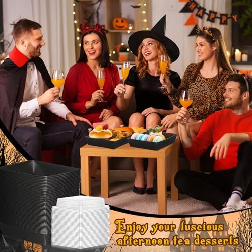 Yaomiao 50 Pcs Halloween Pumpkin Charcuterie Boxes with Clear Lid