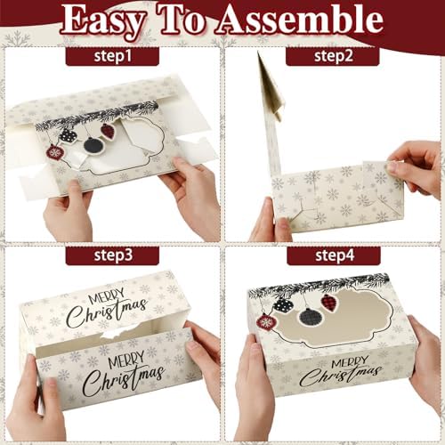 Eaasty 24 Pcs Christmas Cookie Boxes with Window Bulk, Classic
