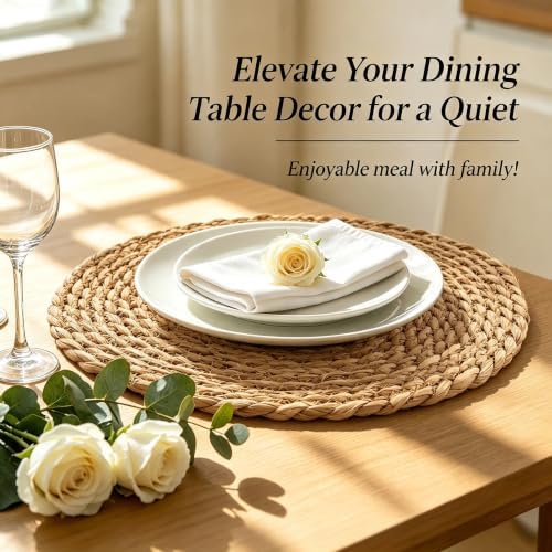 13.8" Round Woven Placemats, Plate Chargers for Dining Table