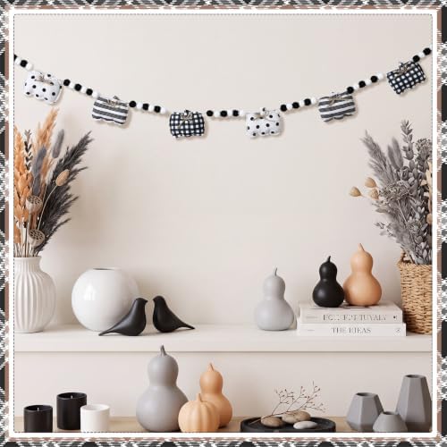CroBlissful Fall Plush Pumpkin Garland 3D Black and White Pumpkins