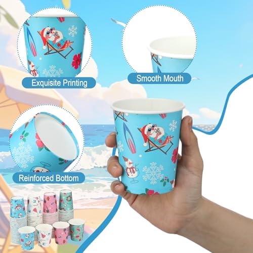 Funtery 100 Pcs Christmas Paper Cups Christmas Disposable Coffee Cups