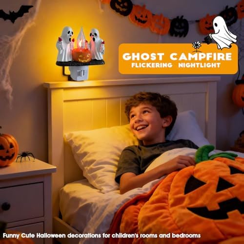 Torch Ghost Plug‑in Wall Night Light, Flickering Campfire Figurine Lamp