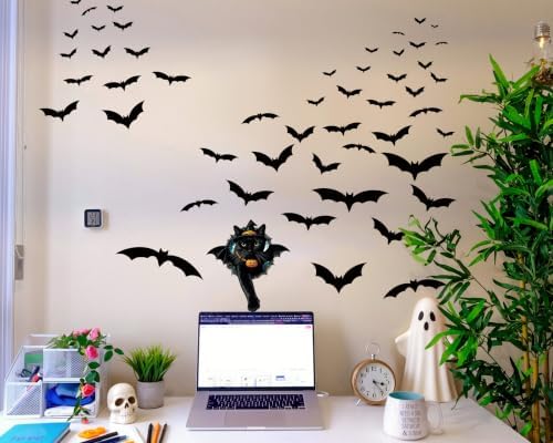 FLFK Peel and Stick Decals Black Cat in Halloween Costume