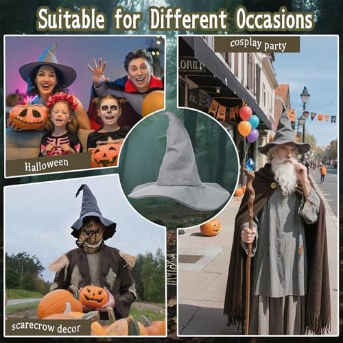 NTIERA Witch Hat, 18IN Wizard Hat Cosplay Accessories for Halloween Costume Party Christmas Masquerade Carnivals