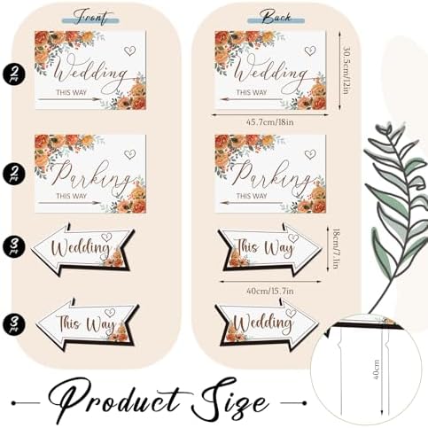Wenqik 10 Pcs Fall Wedding This Way Directional Parking Signs Rustic Floral