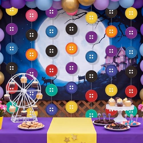 Xinnun 8 Pcs Colorful Button Garland Party Decorations Hanging Banners