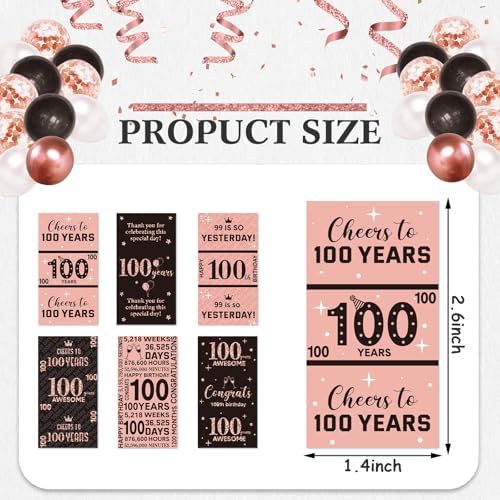 Tenare 90 Pcs 100th Birthday Candy Wrappers, Pink Stickers
