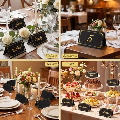 150 Pack Black Place Cards 3.5 x 2 Inch Food Labels for Party Buffet