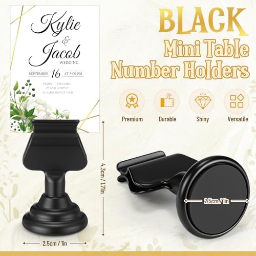 Kathfly 12 Pcs Wedding Table Number Holders Metal Black Place Card Holder