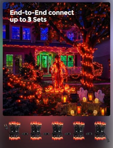 Brightown 40Ft Orange Halloween Fall Lights for Outdoor Indoor Decorations