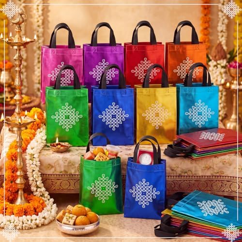 Dansydaisy 24 Pack Indian Return Gifts Non Woven Bags Bulk for Pooja