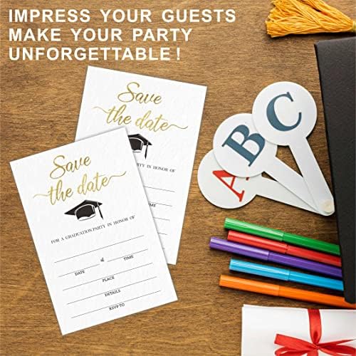 Save The Date Graduation Party Invitations With Envelopes(20 Pack), grad cap 2026 Grad Party Announcement Invite Cards For Him or Her, University Grad Celebration,Party Favors & Supplies-BYYQK-A04