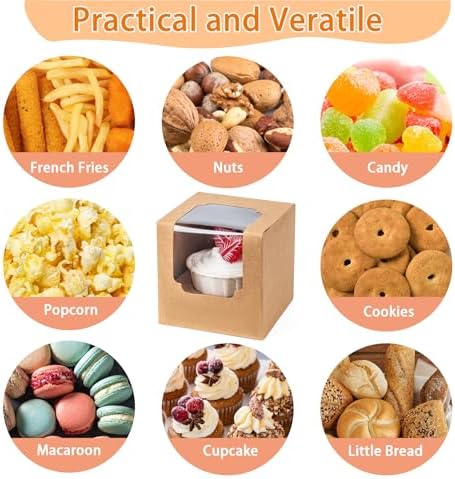 BOOMIBOO 100 Pack Individual Cupcake Containers, Cupcake Boxes with Window