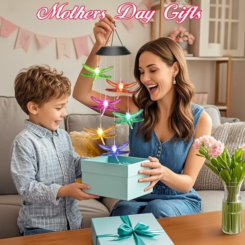 Winzwon Gifts for Mom Grandma Wife Solar Lights Outdoor Wind Chimes