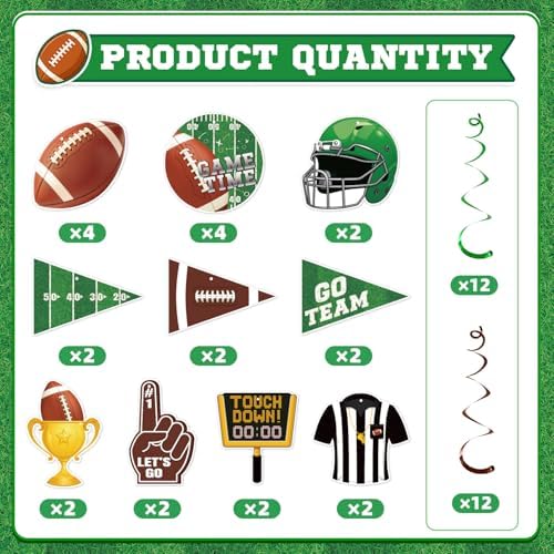 Football Decorations - 24 Pcs Football Hanging Swirl