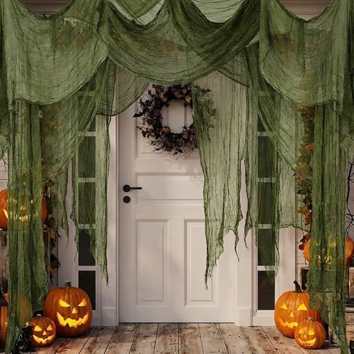 400"x85" Halloween Dark Green Creepy Cloth, Oversize Halloween Cheese Cloth