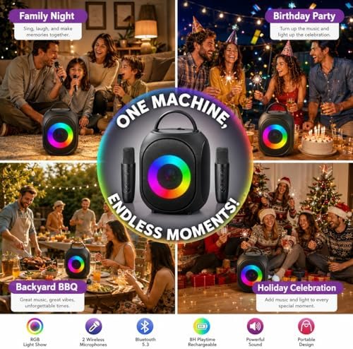 Kinglucky Karaoke Machine for Kids & Adults,Portable,Gifts for Loved One