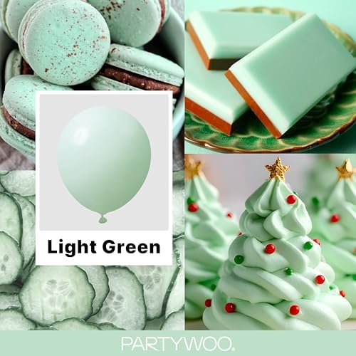 PartyWoo Light Green Balloons 140pcs Mint Pastel Peppermin Green Color