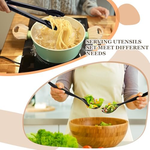 Mwellewm 72Pc Plastic Serving Utensils Set Disposable Tong Spoon for Buffet