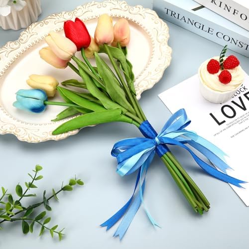 DECYOOL 4 Rolls Dusty Blue Ribbon 100Y Satin for Gift Wrapping