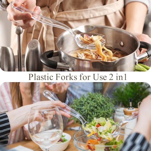 Mwellewm 48Pcs Plastic Serving Utensils Set, Disposable Spoons Tongs Forks