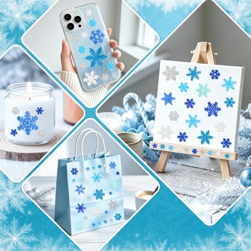 Foam Stickers, 504 PCS Glitter Foam Snowflake Stickers, 7 Colors