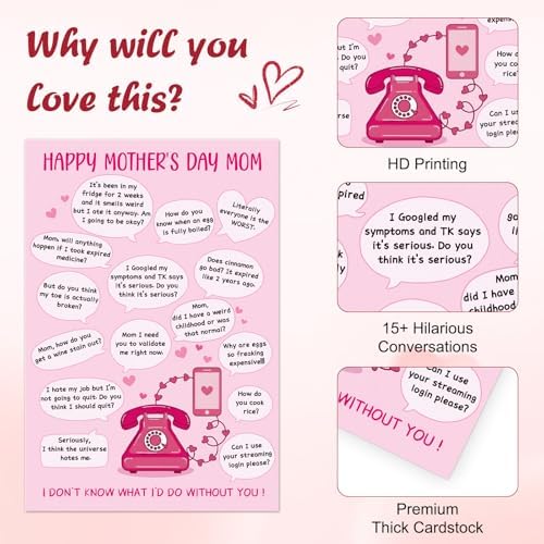 D4DREAM Funny Mothers Day Card from Daughter, 15+ Hilarious Conversations