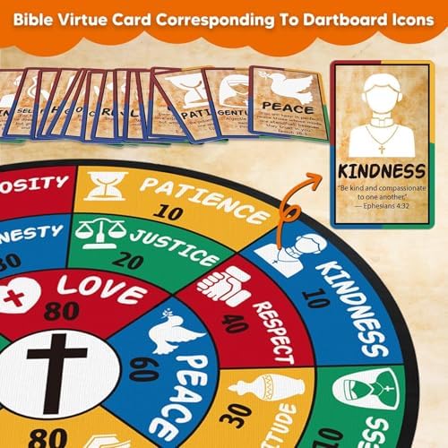 Garybank Bible Trivia Dartboard Game for Kids to Develop Biblical Virtue