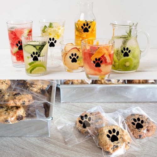 500PCS Paw Print Stickers Roll 1 Inch Waterproof Vinyl Dog Cat Paw Decals Animal Footprint Stickers for Kids Party Scrapbooking Crafts Classroom Reward Teens Adults Water Bottle Notebook Gift Bags
