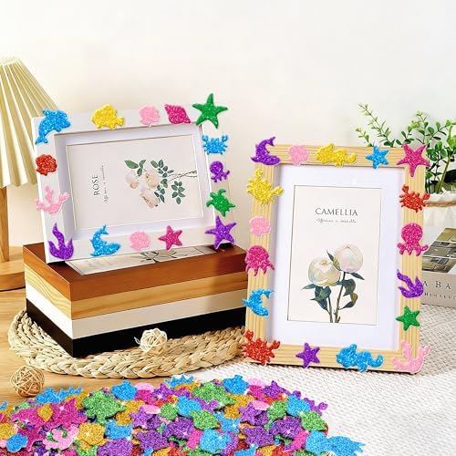 Foam Stickers, 651 PCS 3D Glitter Foam Ocean Sea Animal Stickers, 7 Colors