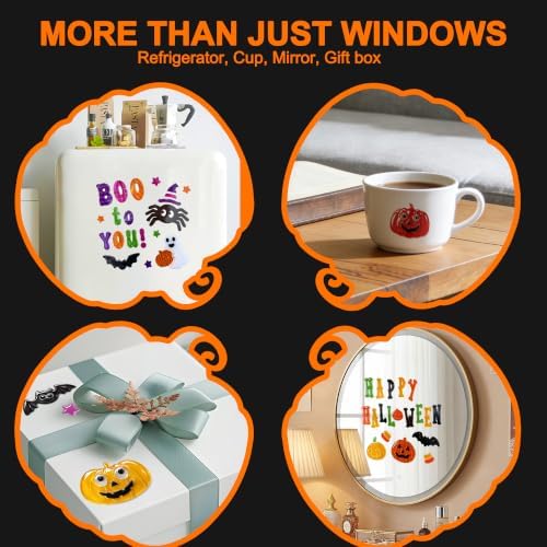 6 Sheets Halloween Window Gel Clings, Halloween Window Stickers for Glass