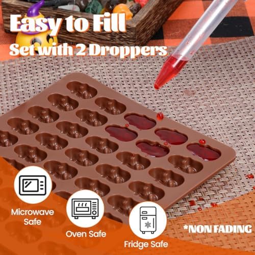 Skull Silicone Molds, Halloween Gummy Chocolate Molds 2 Pcs Mini Skull Mold