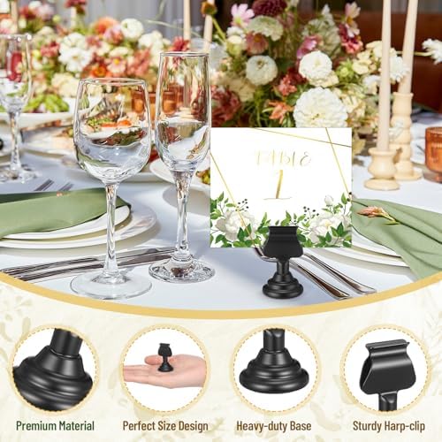 Kathfly 12 Pcs Wedding Table Number Holders Metal Black Place Card Holder