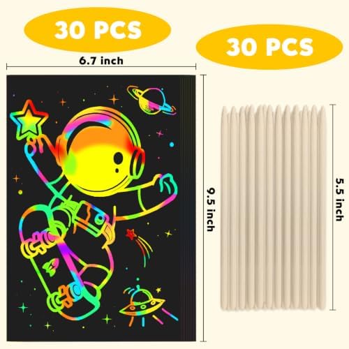 ZMLM 60Pcs Rainbow Scratch Drawing Art Paper Craft Set for Kids Boys Girls