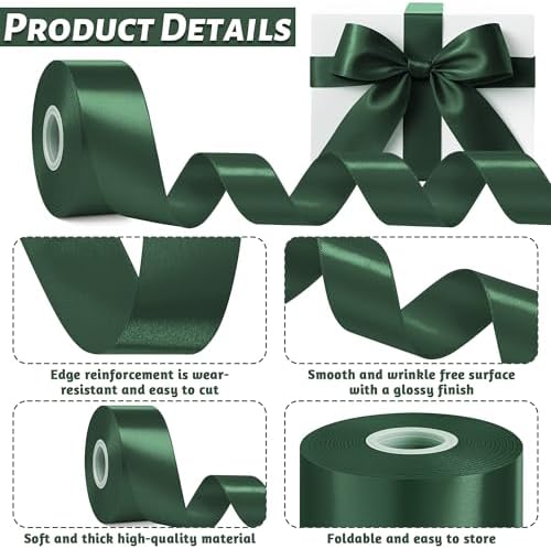 30 Yards 1 1/2 in Dark Green Ribbon for Gift Wrapping St. Patrick's Xmas