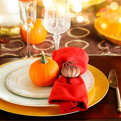 Patelai 6 Pieces Fall Pumpkin Napkin Rings Thanksgiving, Bronze