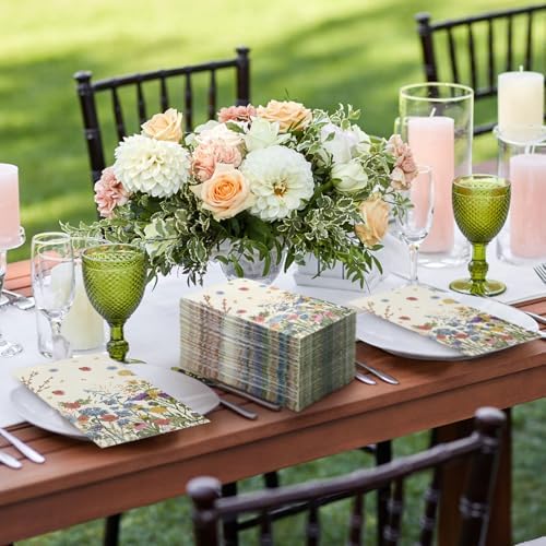 Seajan 200 Pcs Wildflower Guest Towels Disposable Paper Hand Napkins